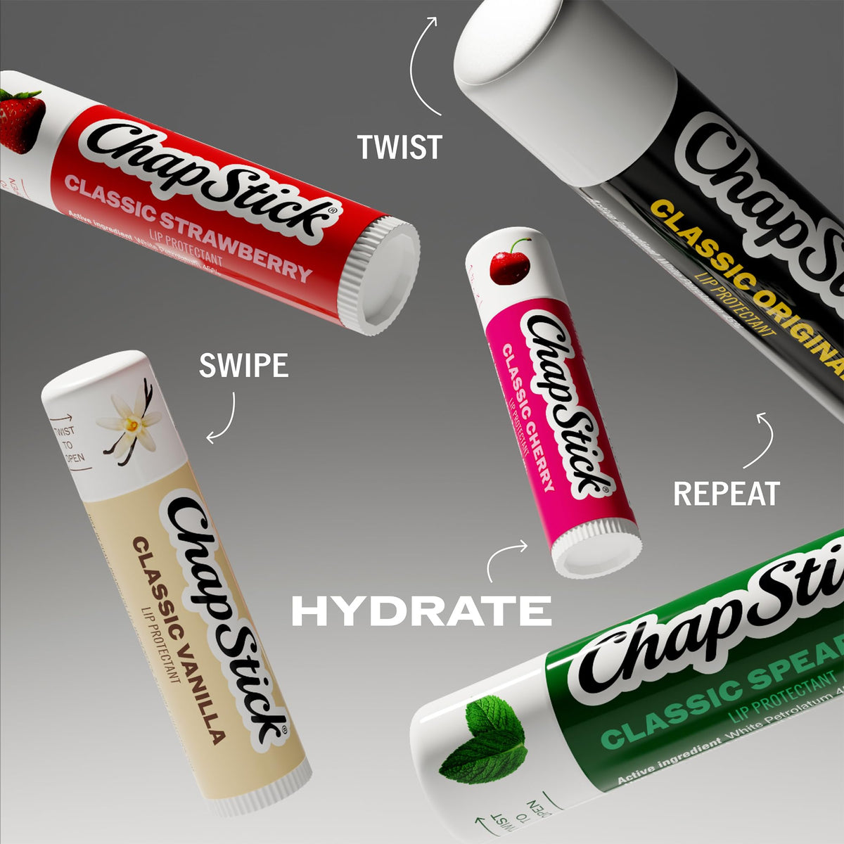 Side view of ChapStick Moisture + SPF 15 tube