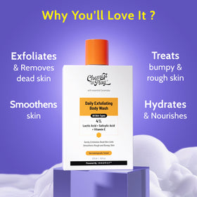 Side view of Chemist at Play Exfoliating Body Wash bottle