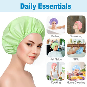 Side view of CHFONG shower cap highlighting waterproof material