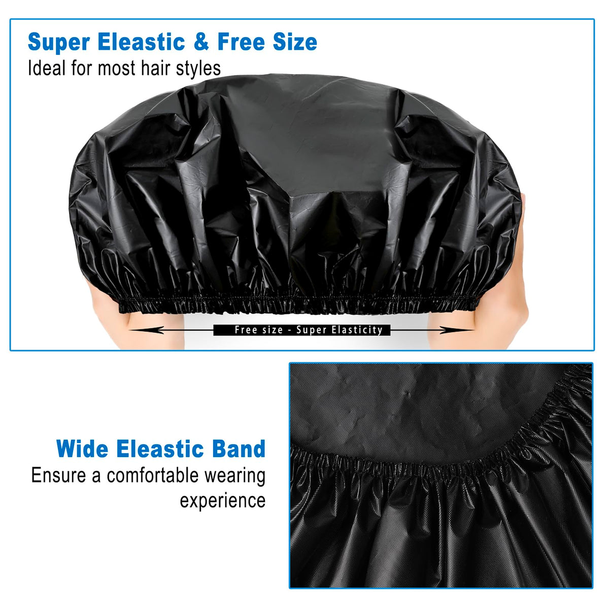Side view of CHFONG shower cap showcasing elastic band