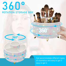 Side view of Diesisa Bling Diamond Makeup Brush Holder showing 360° rotation feature