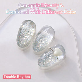 Side view of Double Rhythm Glitter Gel Polish bottle