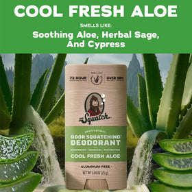 Side view of Dr. Squatch deodorant stick with ingredients list