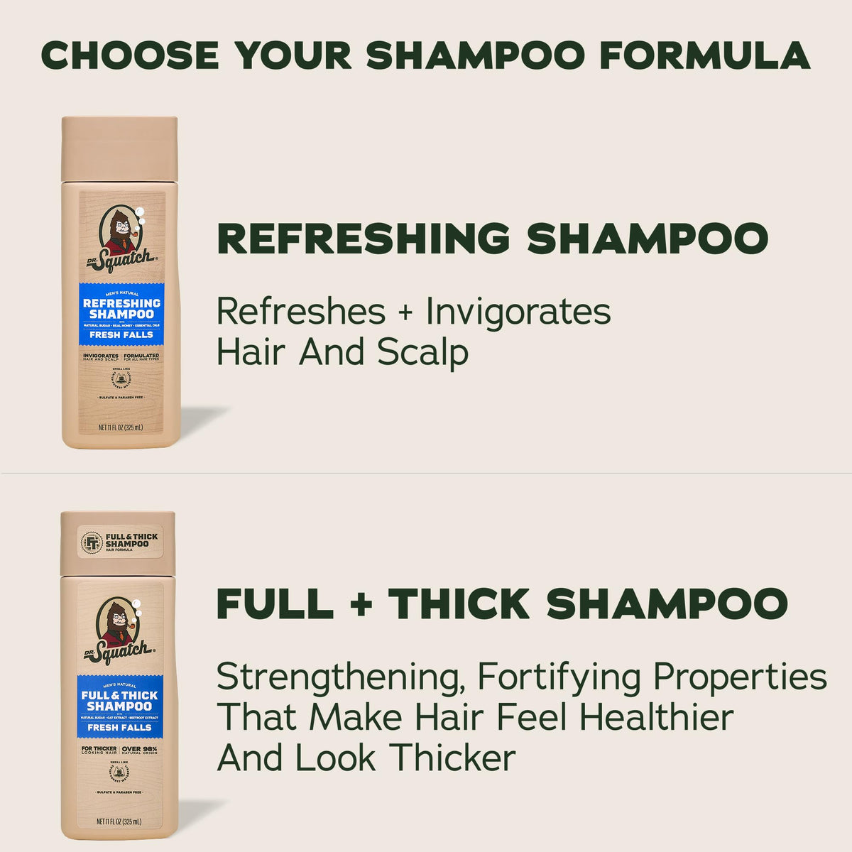 Side view of Dr. Squatch Men's Natural Shampoo bottle