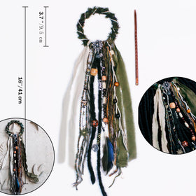 Side view of dreadlock hair tie showcasing natural stones