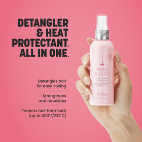 Side view of Drybar Prep Rally & Prep Detangler 2 oz