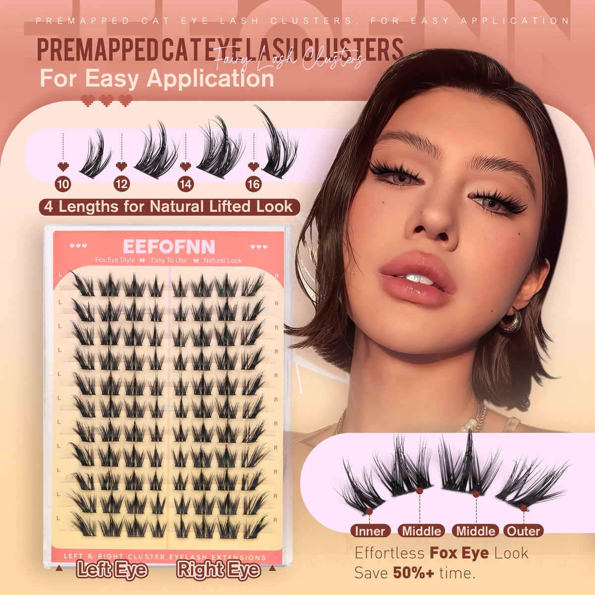 Side view of Eefofnn Manga Lash Clusters applied