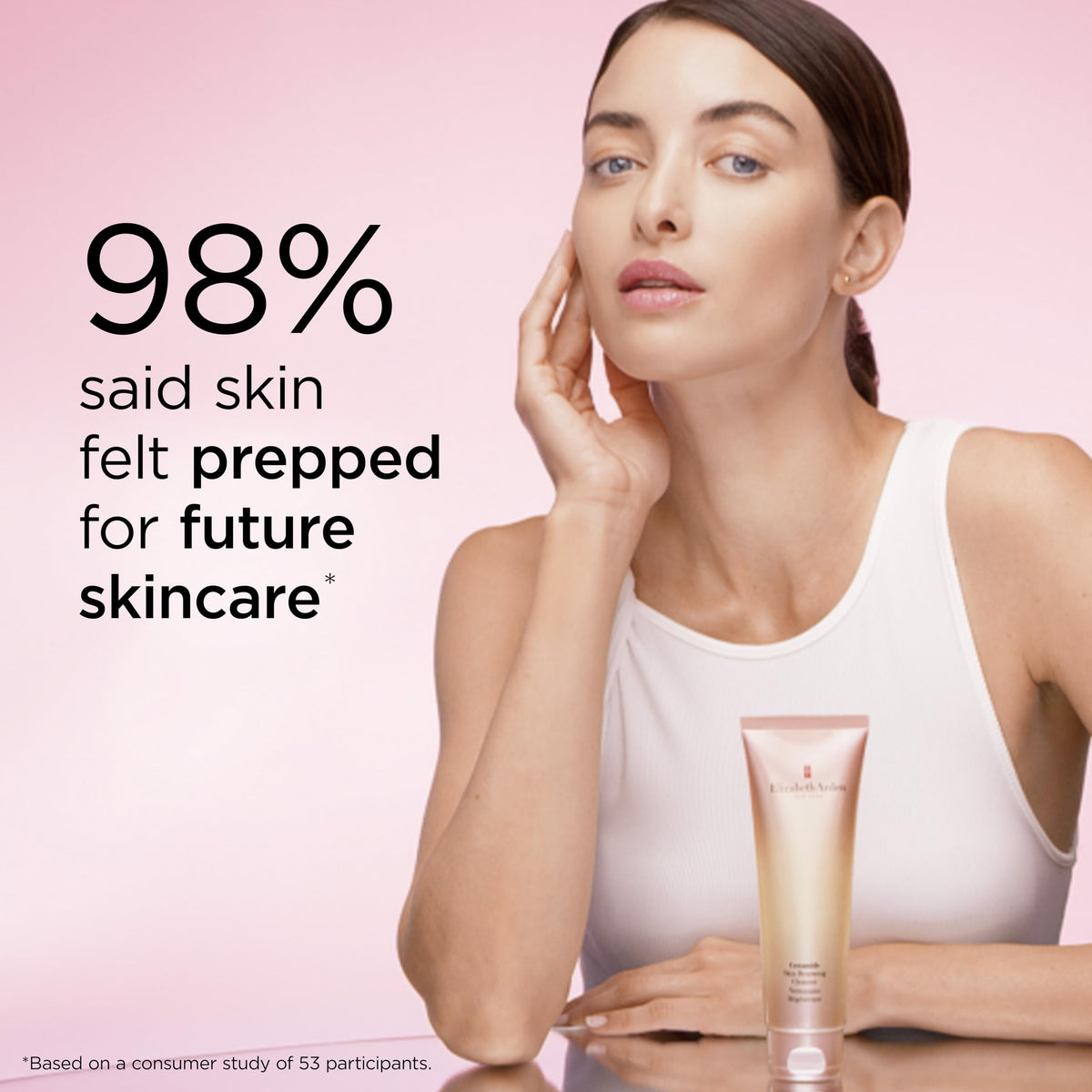 Side view of Elizabeth Arden Ceramide Skin Renewing Facial Cleanser tube
