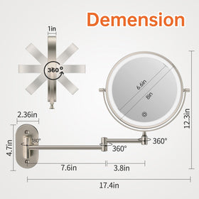 Side view of FUNTOUCH Makeup Mirror with extendable arm