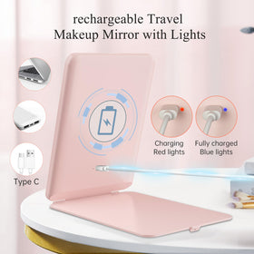 Side view of FUNTOUCH Travel Makeup Mirror showcasing its slim design