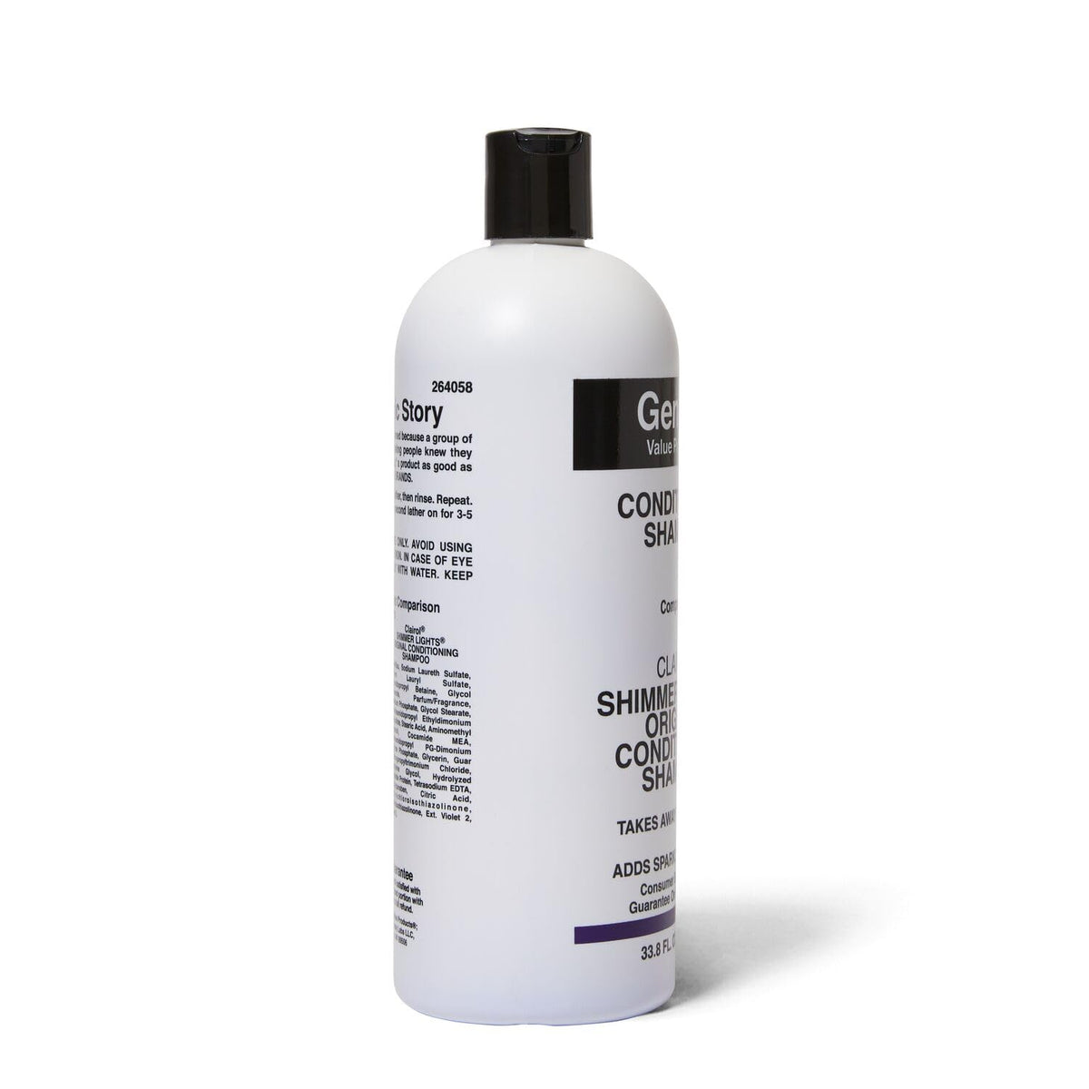 Side view of Generic Value Products Conditioning Purple Shampoo with label