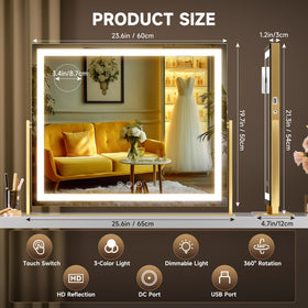 Side view of Hasipu Vanity Mirror showing 360° rotation