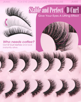 Side view of JIMIRE Fox Eye Lashes showing the fluffy texture