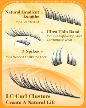 Side view of JIMIRE Wispy Lash Clusters showing lash curl