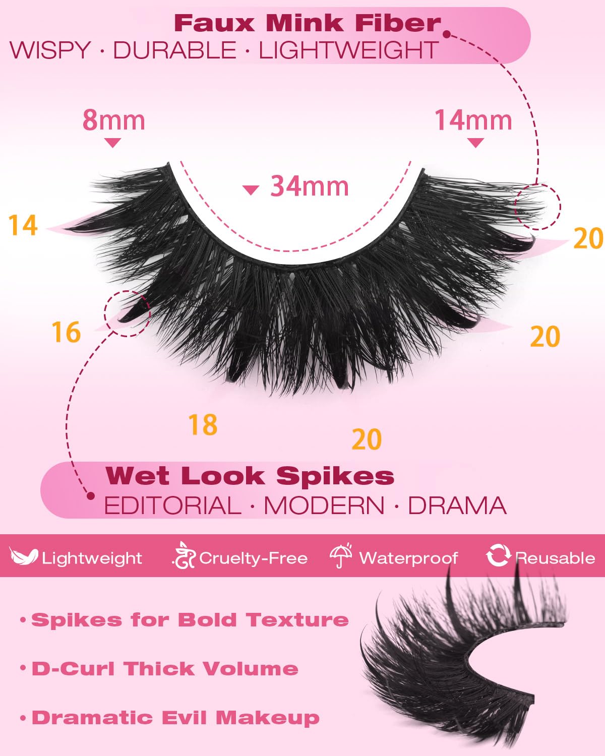Side view of Kiromiro Fluffy Lashes on a makeup table