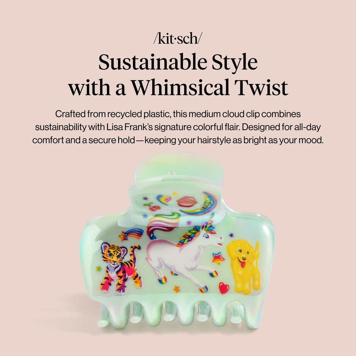 Side view of Kitsch Medium Cloud Hair Clip showing its ergonomic design