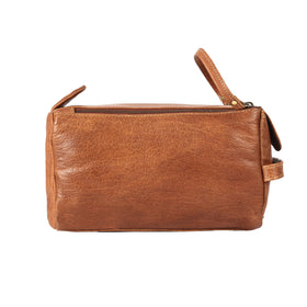 Side view of KomalC Buffalo Leather Toiletry Bag