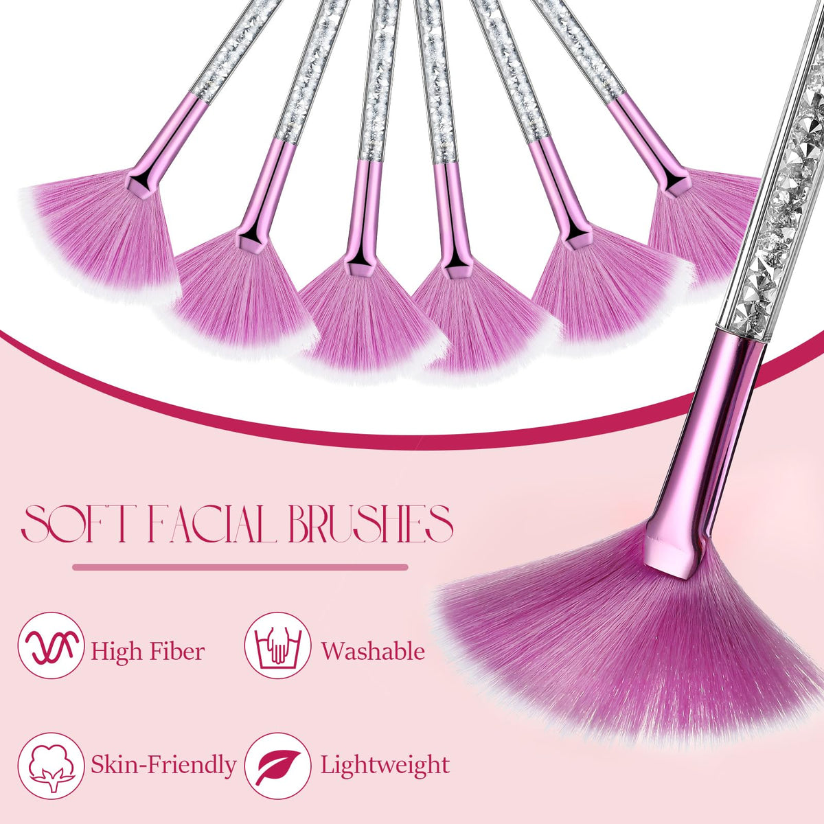 Side view of Maitys facial fan brush showing soft bristles