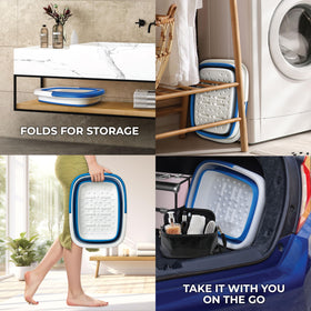 Side view of Mantello Foot Bath showing collapsible design