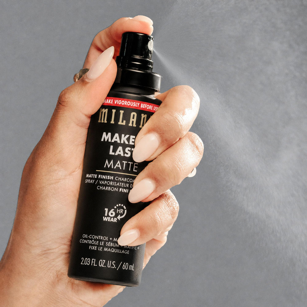 Side view of Milani Make It Last Matte Setting Spray 2-Pack