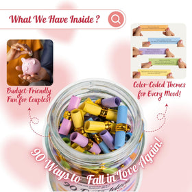 Side view of Musemory Date Ideas jar filled with creative date ideas