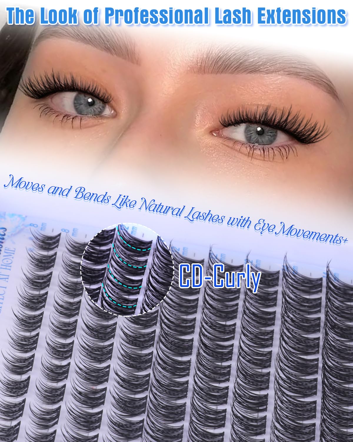 Side view of Newcally Short Natural Lash Clusters