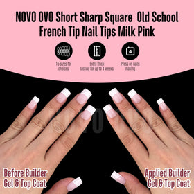 Side view of NOVO OVO French Short Square Nail Tips