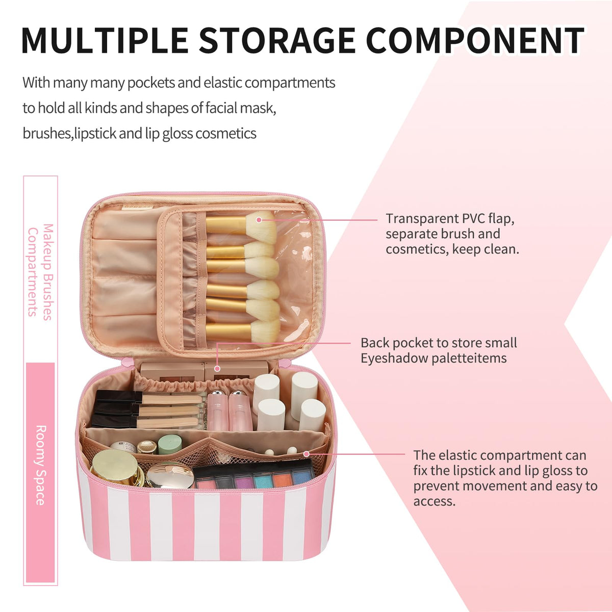 Side view of OCHEAL Makeup Bag showing brush compartment