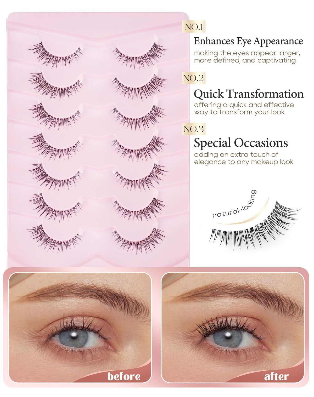 Side view of Onlyall Natural False Eyelashes packaging