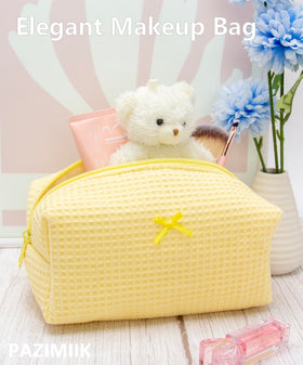 Side view of PAZIMIIK makeup bag showing floral pattern