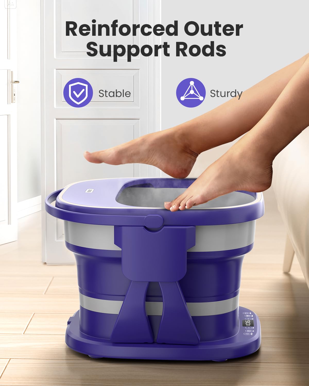 Side view of Puboo Foot Spa showing collapsible design