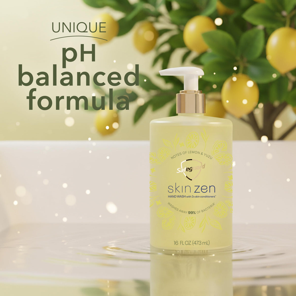 Side view of Safeguard Skin Zen Liquid Hand Soap bottle