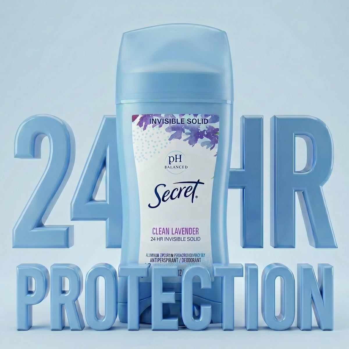 Side view of Secret Antiperspirant Deodorant showing ingredients