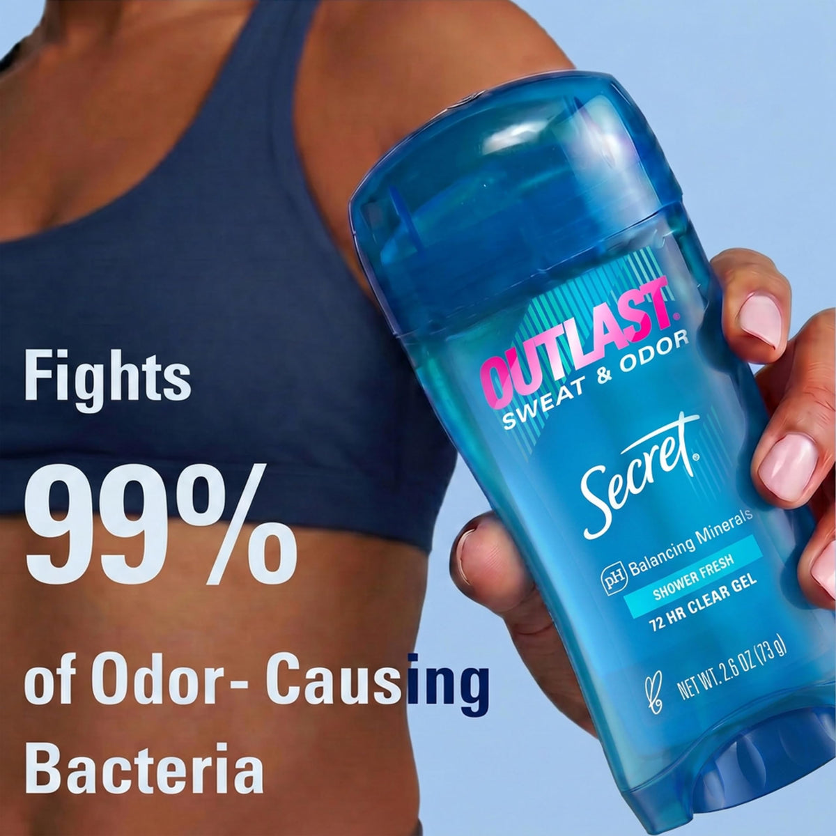 Side view of Secret Outlast Antiperspirant Deodorant showing clear gel