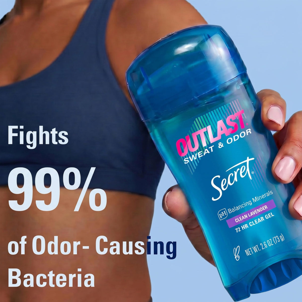 Side view of Secret Outlast Antiperspirant Deodorant showing clear gel