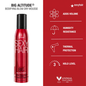 Side view of SexyHair Big Altitude Mousse bottle