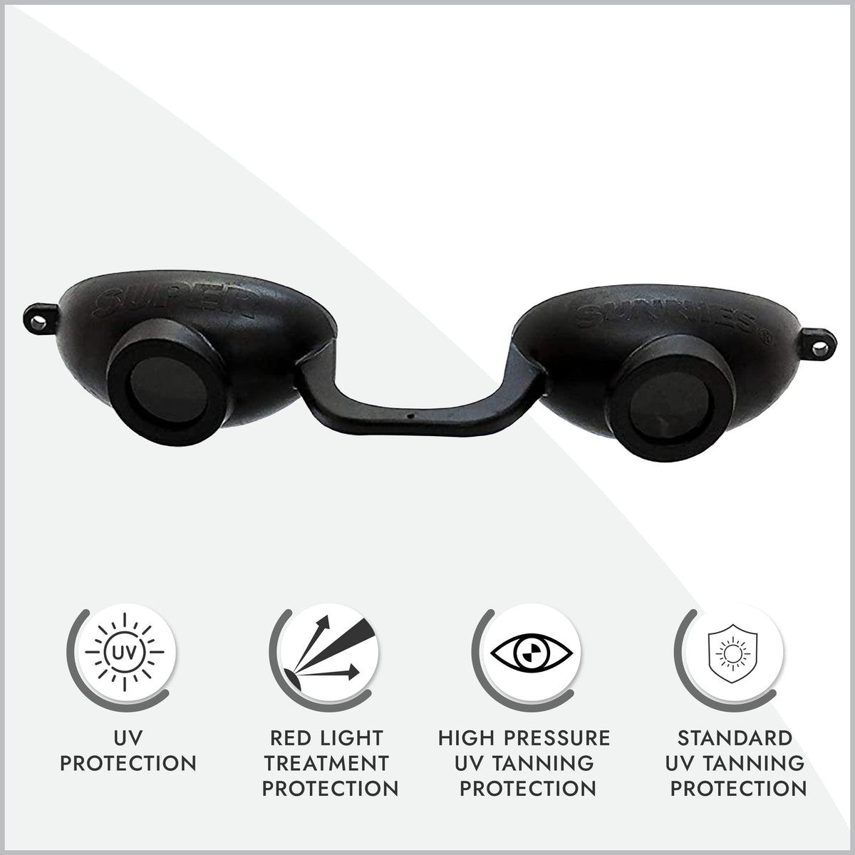 Side view of Super Sunnies Tanning Bed Goggles with strap