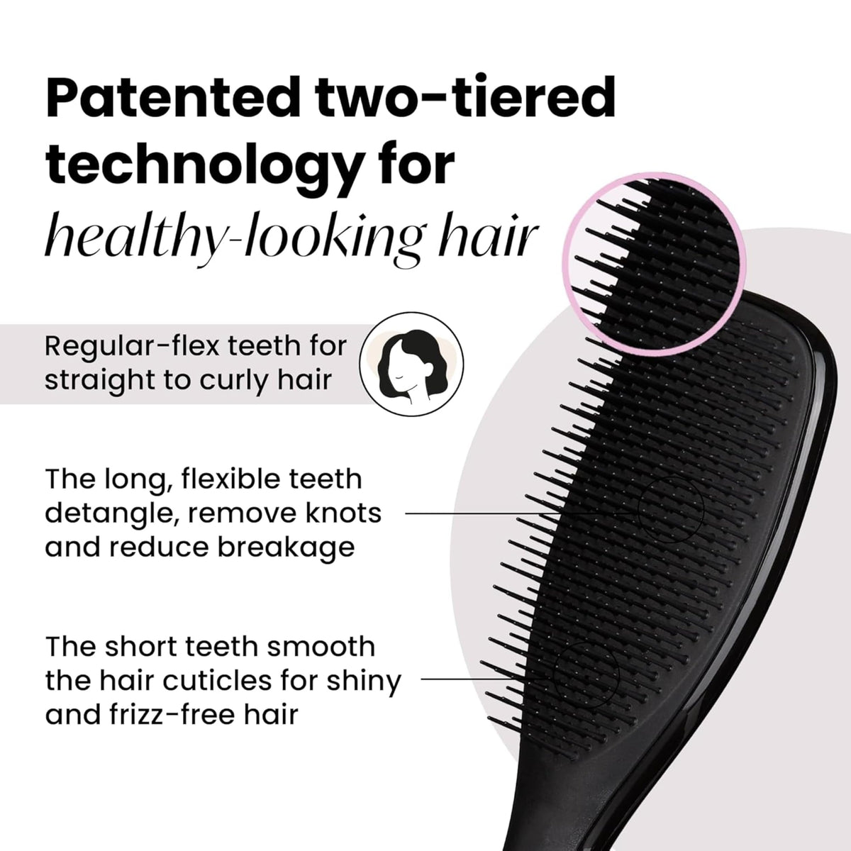 Side view of TANGLE TEEZER The Wet Detangler Hairbrush showing 325 teeth