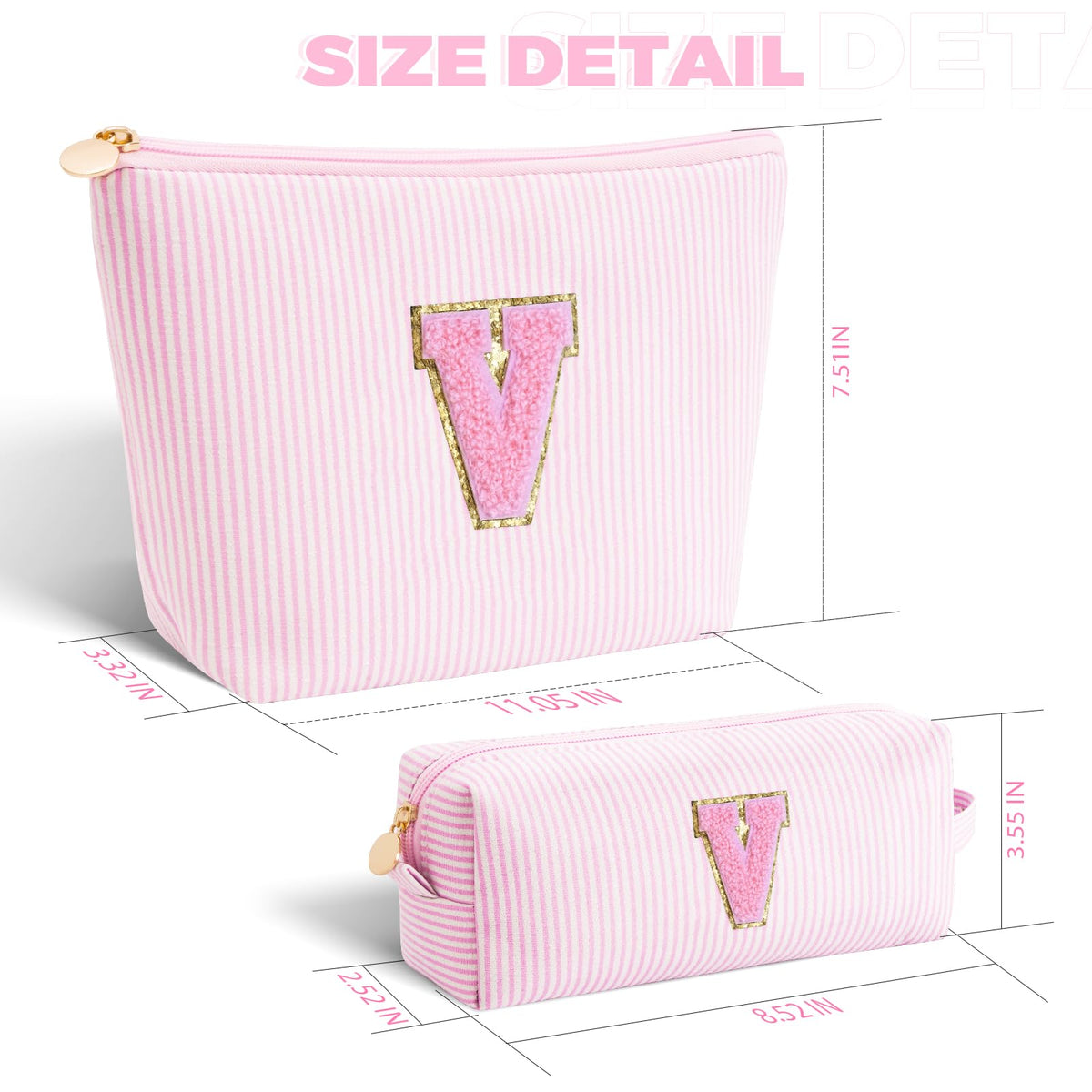 Side view of the Btffitting makeup bag set showing design details