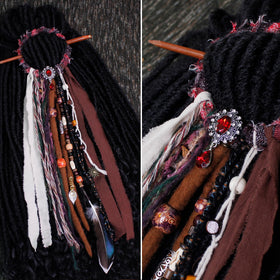 Side view of the dreadlock hair tie with vibrant colours