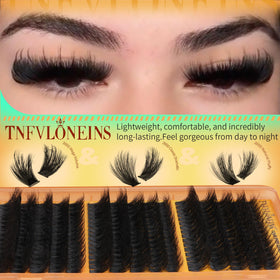 Side view of TNFVLONEINS Fluffy Lash Clusters Kit with lash glue