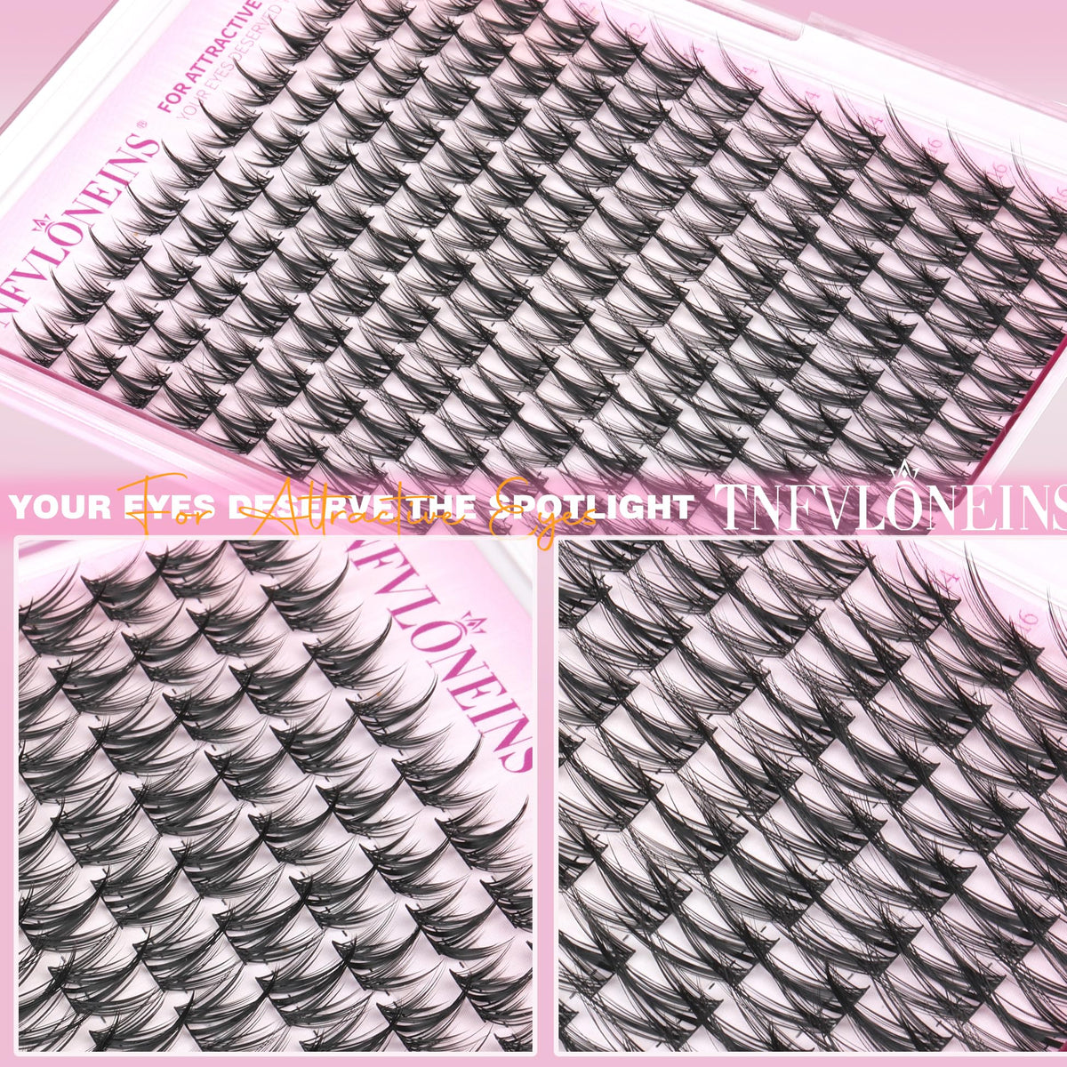 Side view of TNFVLONEINS Wispy Lash Clusters