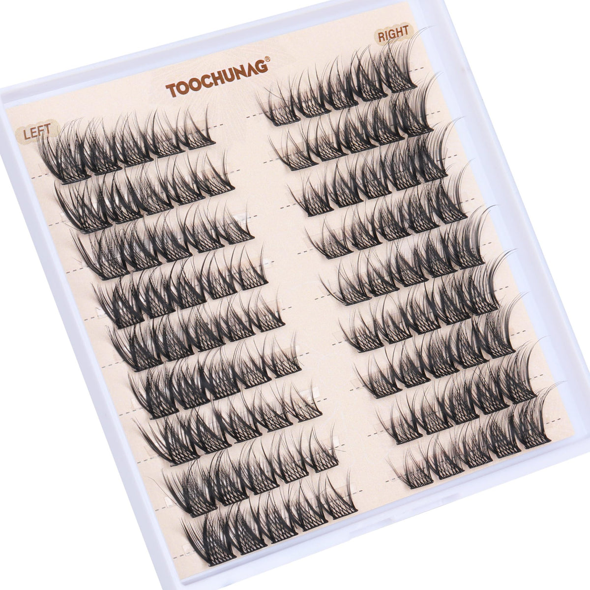 Side view of TOOCHUNAG Natural Lash Clusters packaging