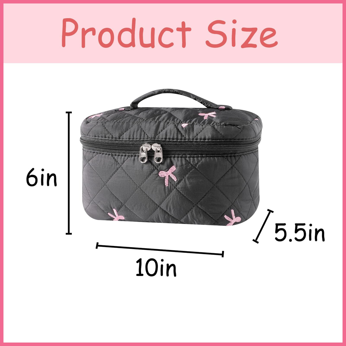 Side view of uekeboag floral cotton cosmetic bag