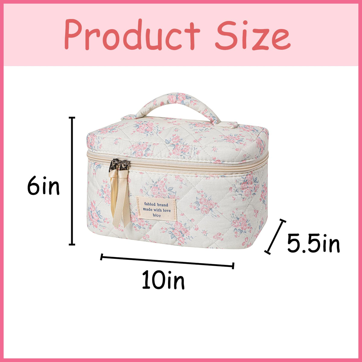 Side view of uekeboag Large Makeup Bag showing quilted texture