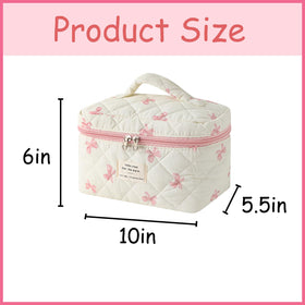 Side view of uekeboag Large Travel Quilted Makeup Bag in pink
