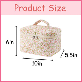 Side view of uekeboag Large Travel Quilted Makeup Bag showing zipper