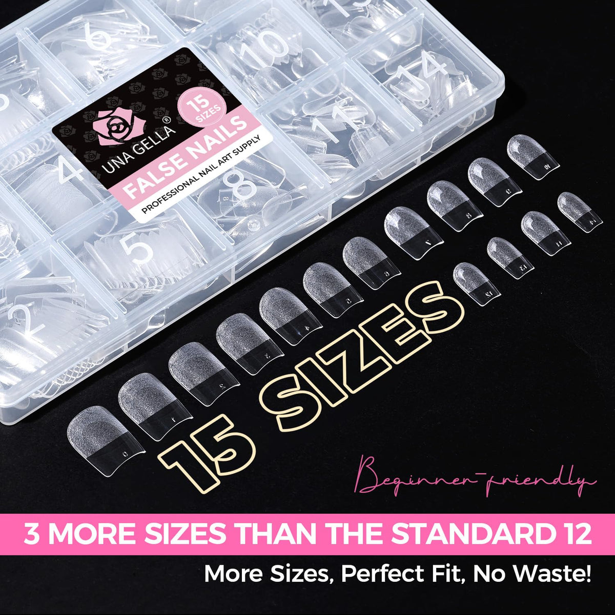 Side view of UNA GELLA Gel Nail Tips showcasing thickness