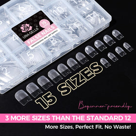 Side view of UNA GELLA Gel Nail Tips showcasing thickness
