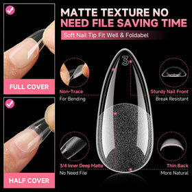 Side view of UNA GELLA Medium Almond Gel Nail Tips